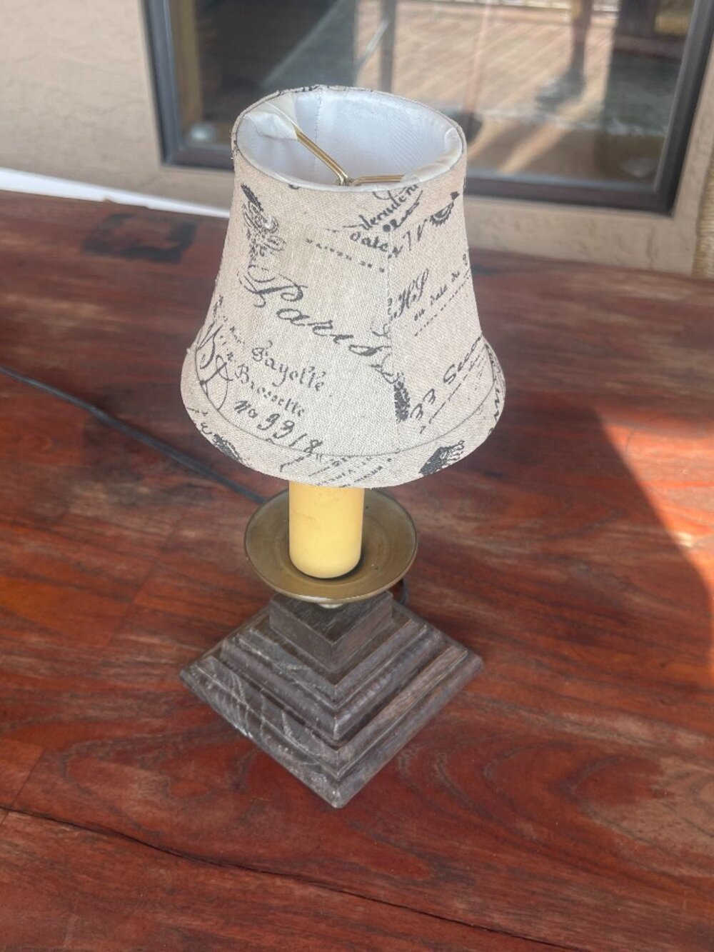 Vintage French Style 1940s Wood Base Candlestick Night Lamp